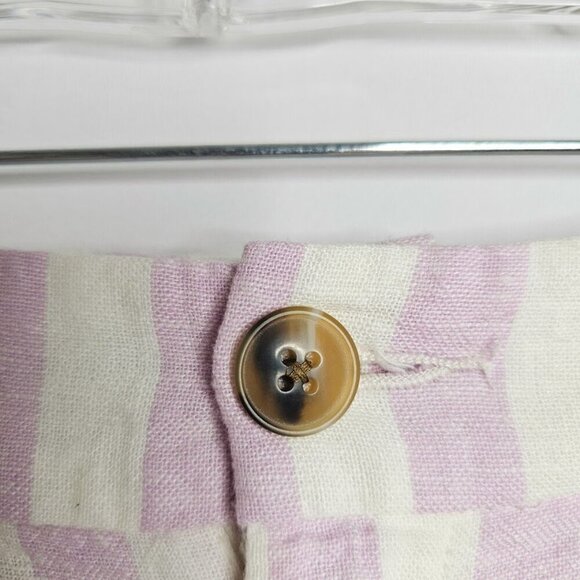 NWT OLD NAVY Linen Shorts Everyday PURPLE WHITE STRIPE size 16 High Rise Pockets - Picture 4 of 7